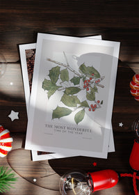 Vintage Holly A6 Christmas Greetings Card