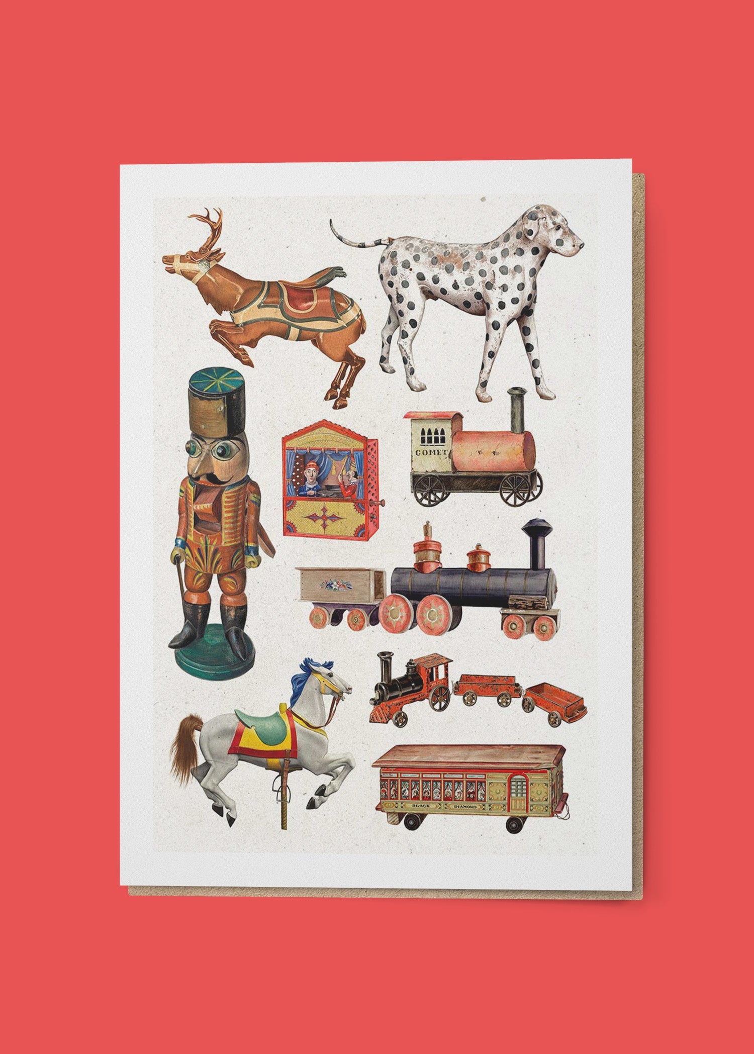 Vintage Toys A6 Christmas Greetings Card
