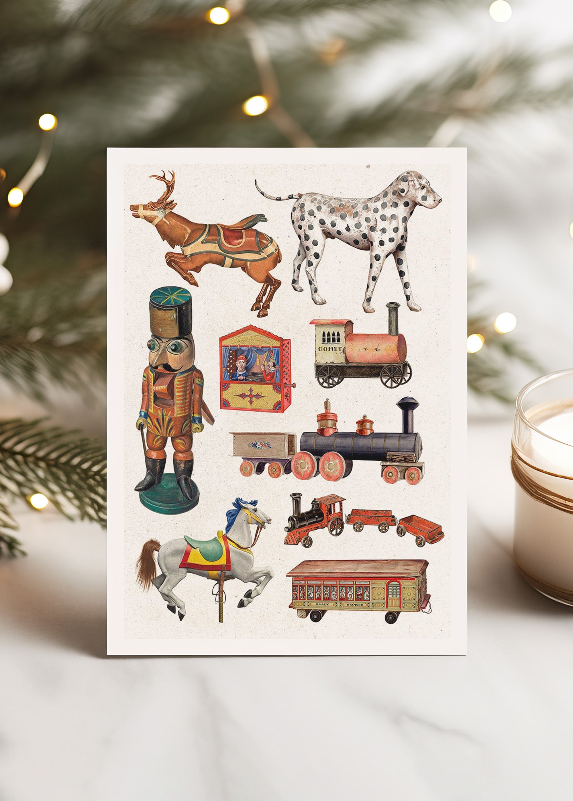 Vintage Toys A6 Christmas Greetings Card