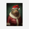 Christmas Hippo Animal Portrait Print