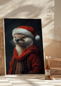 Christmas Otter Animal Portrait Print