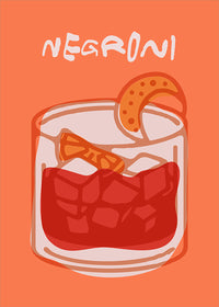 Cocktail Illustration Poster Print - Negroni