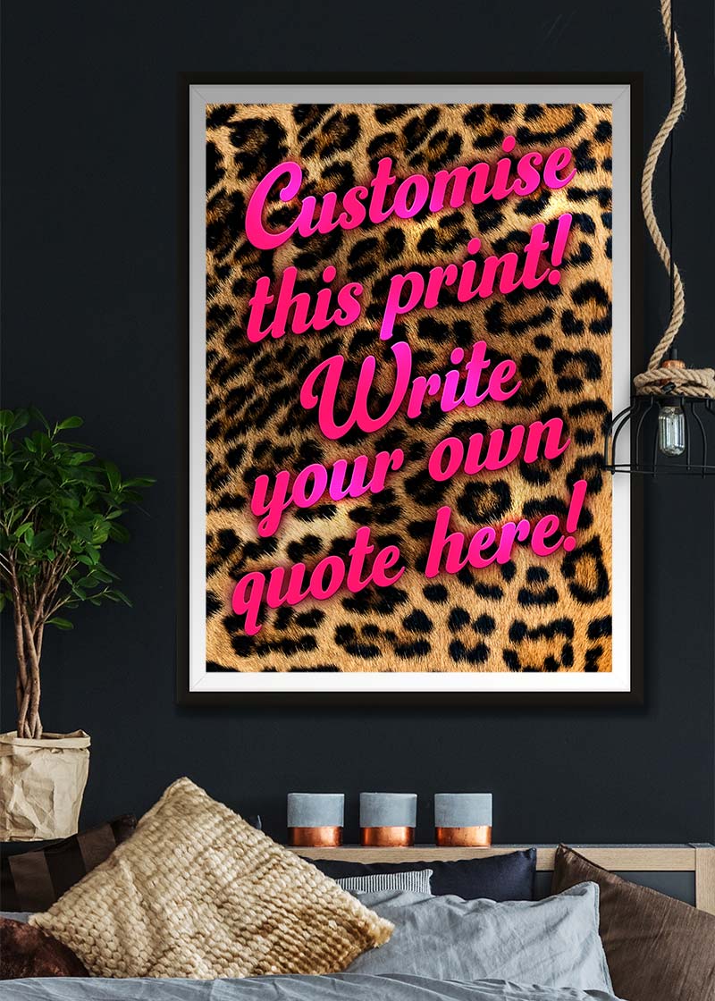 Custom Script Leopard Background Print