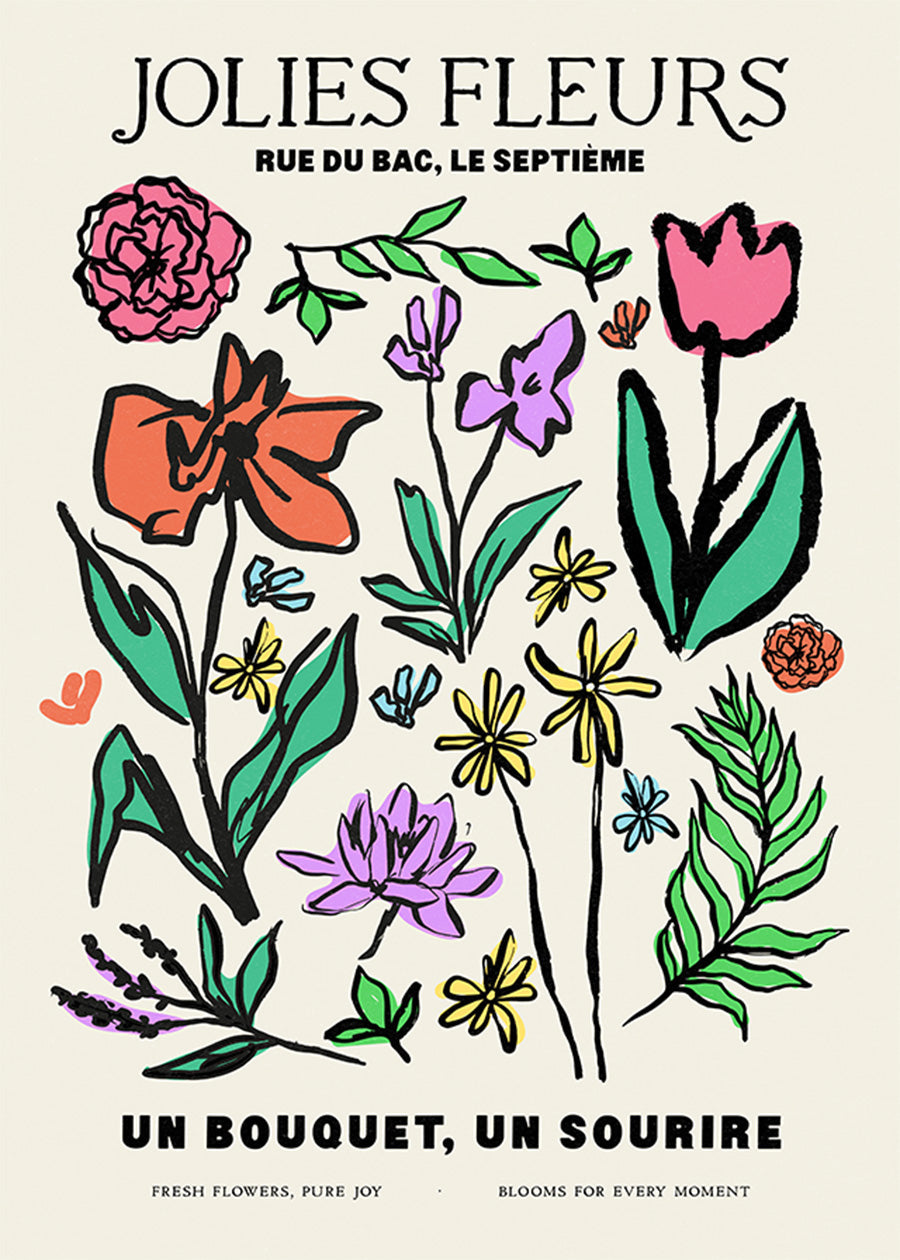 Beautiful Flowers Ink Drawing 1 Print