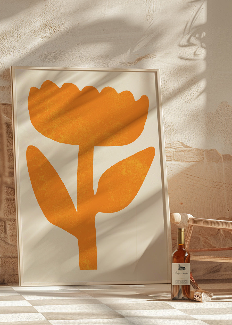 Simple Flower Orange Paint Print