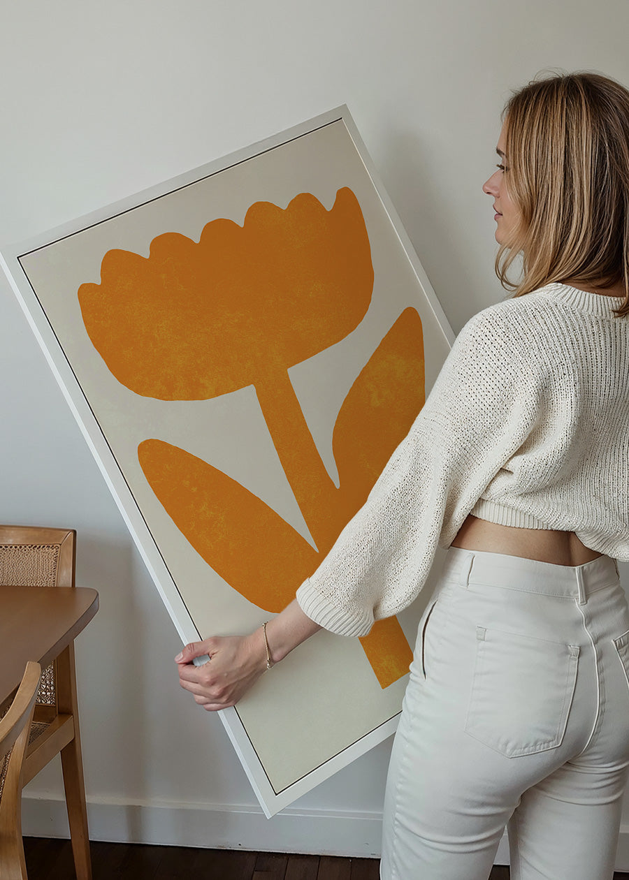 Simple Flower Orange Paint Print