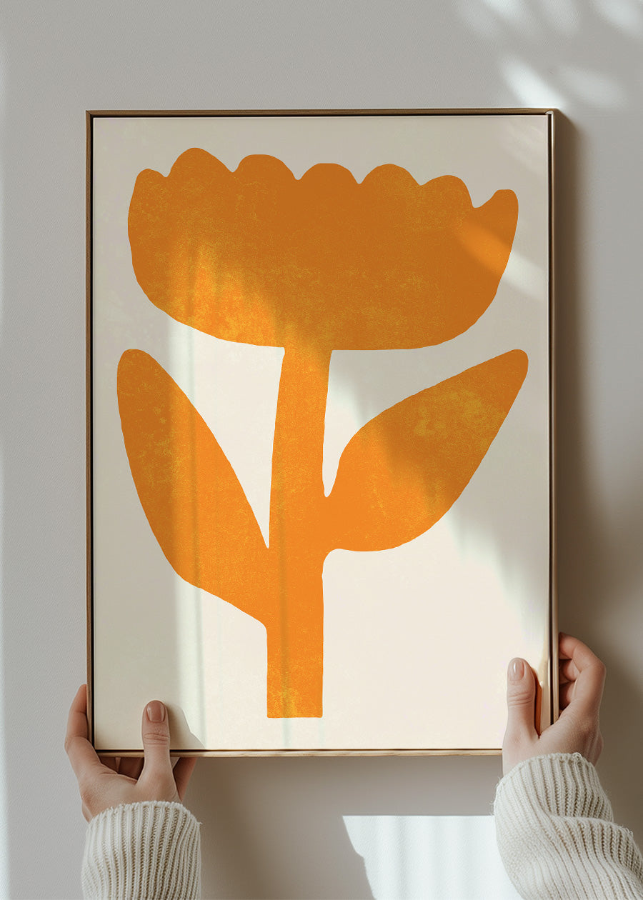 Simple Flower Orange Paint Print