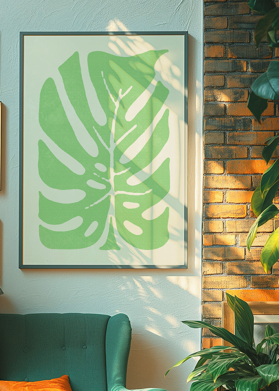 Simple Green Leaf Paint Print