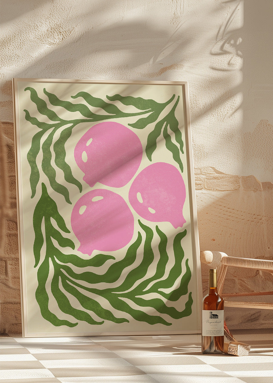 Leaves and Berries Simple Paint Print