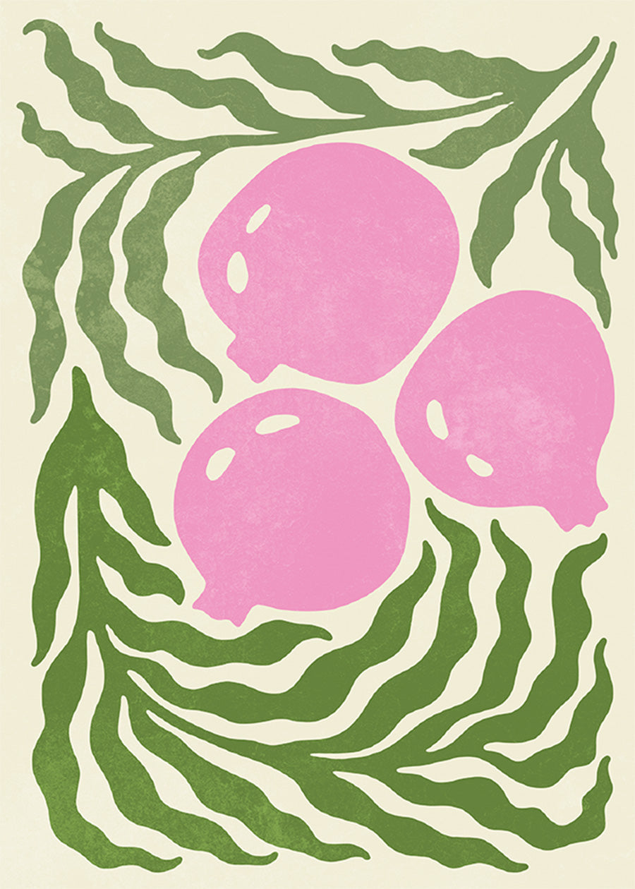 Leaves and Berries Simple Paint Print