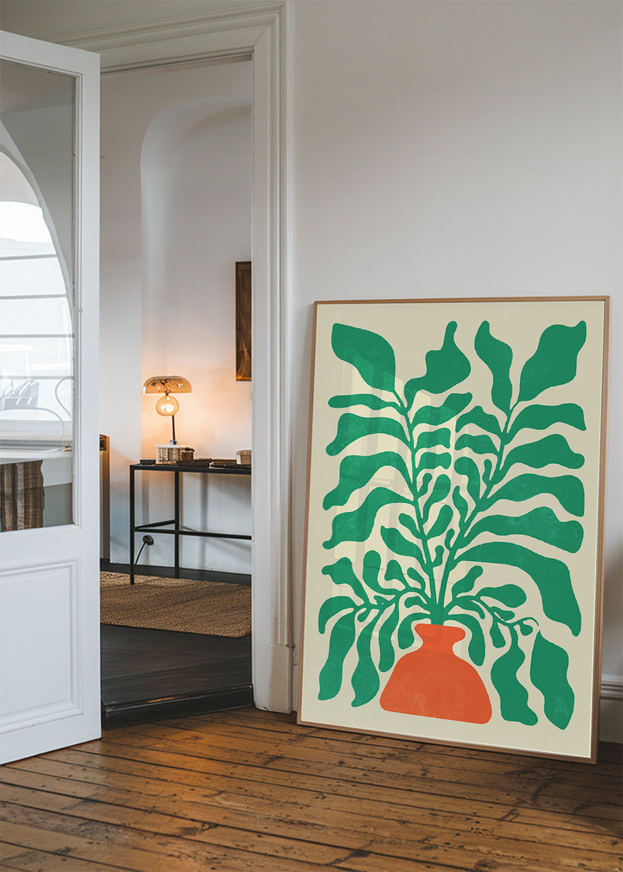 Simple Vase and Leaves Paint Print