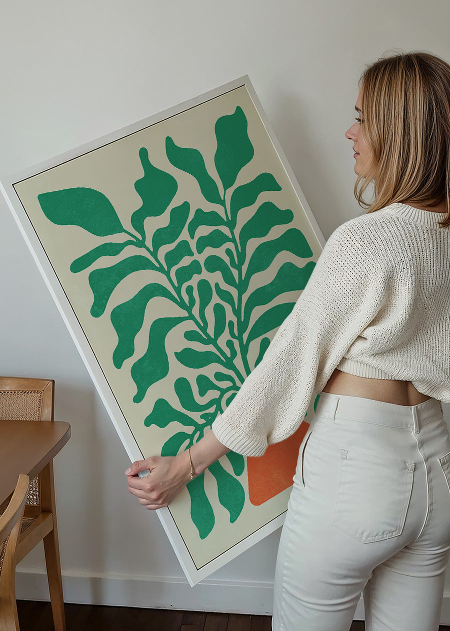 Simple Vase and Leaves Paint Print