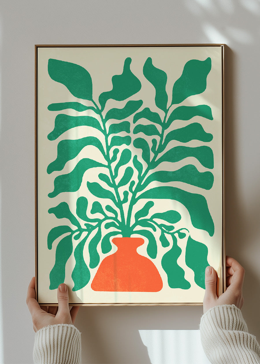 Simple Vase and Leaves Paint Print