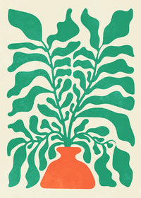 Simple Vase and Leaves Paint Print