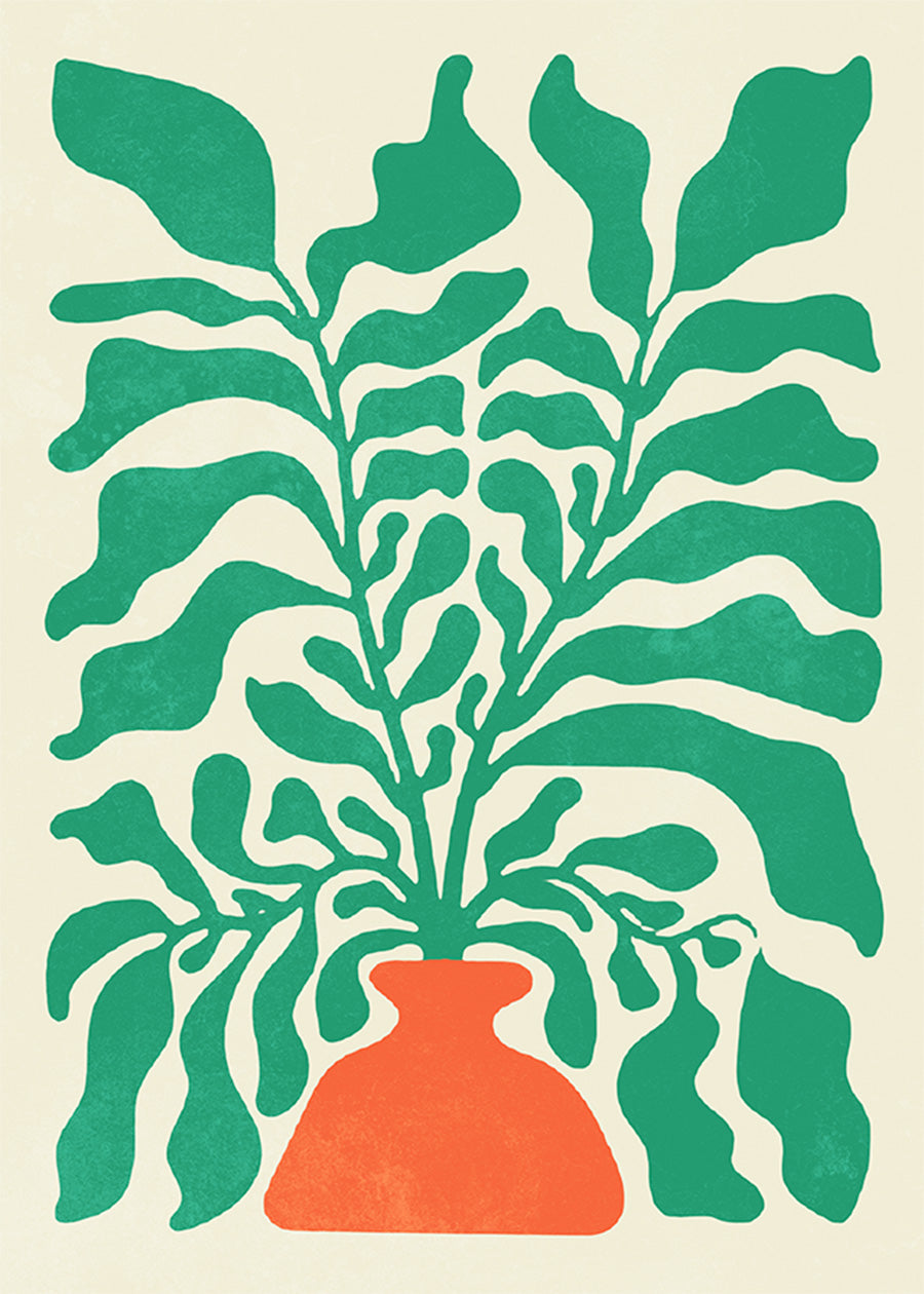 Simple Vase and Leaves Paint Print