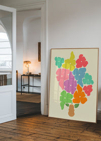 Simple Vase and Multicoloured Flowers Paint Print