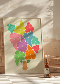 Simple Vase and Multicoloured Flowers Paint Print