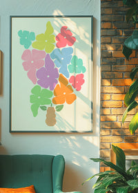 Simple Vase and Multicoloured Flowers Paint Print