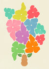 Simple Vase and Multicoloured Flowers Paint Print