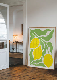 Simple Lemons and Leaves Paint Print