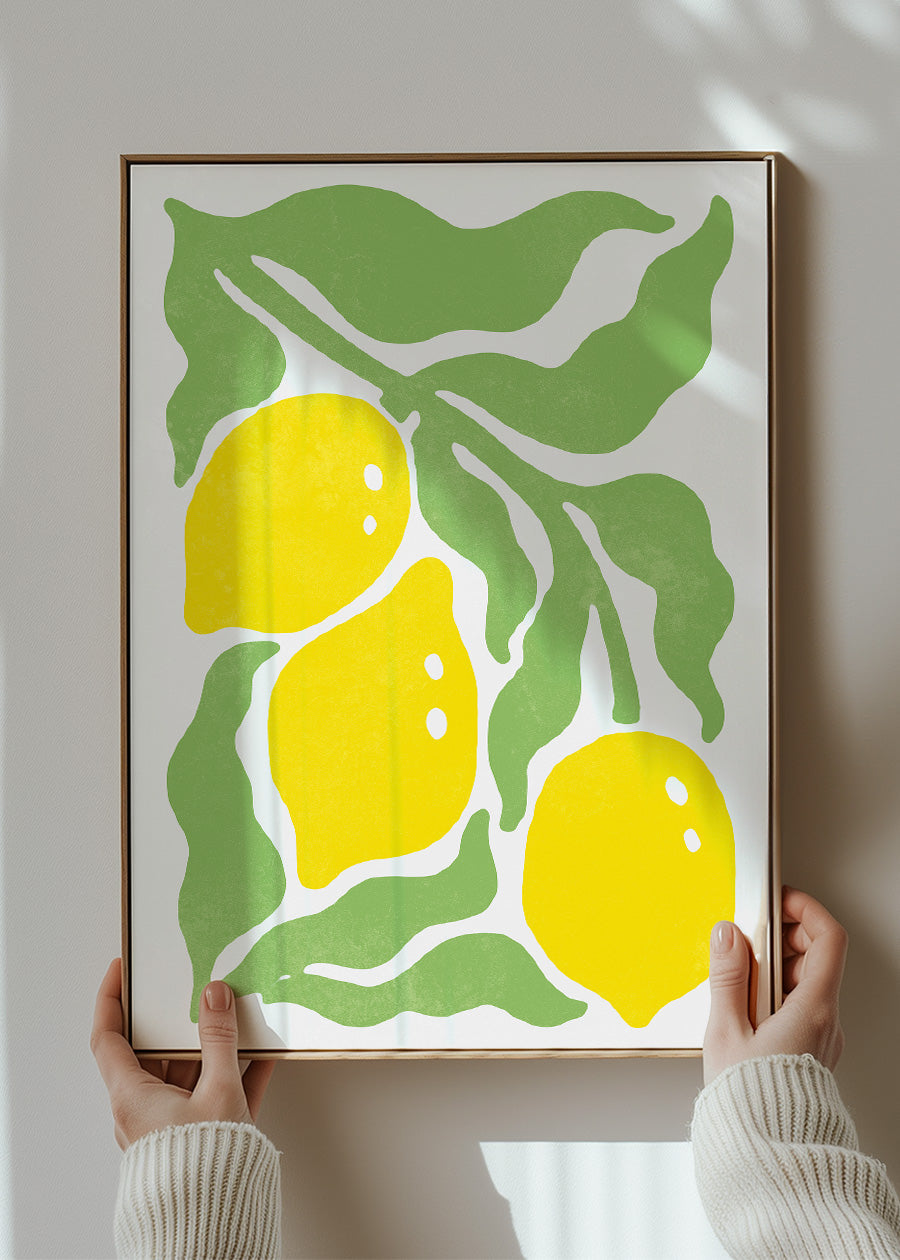 Simple Lemons and Leaves Paint Print
