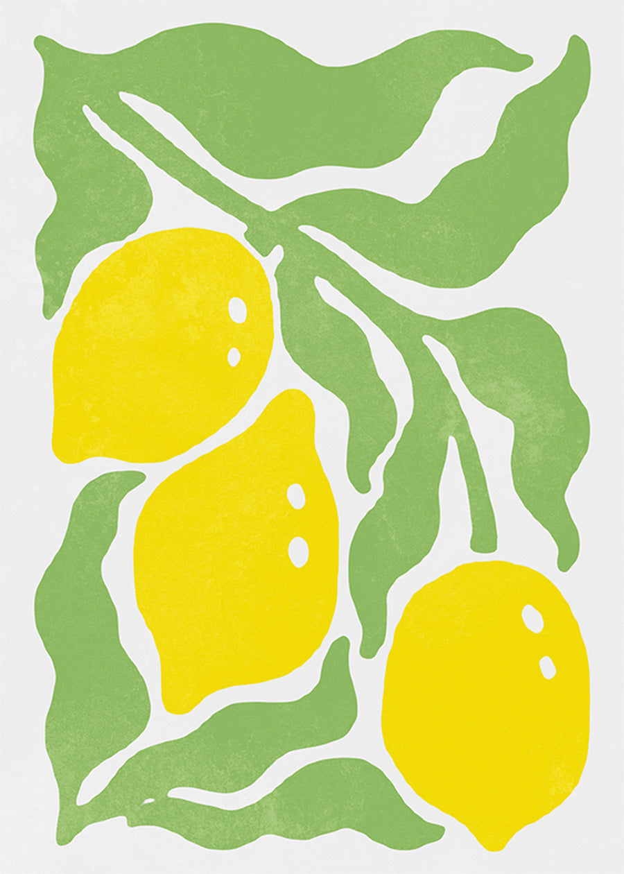 Simple Lemons and Leaves Paint Print