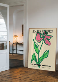 Beautiful Flowers Pink Flower Drawing Print