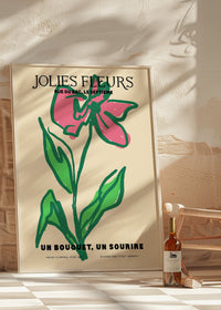 Beautiful Flowers Pink Flower Drawing Print