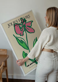 Beautiful Flowers Pink Flower Drawing Print