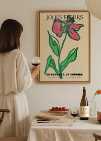 Beautiful Flowers Pink Flower Drawing Print