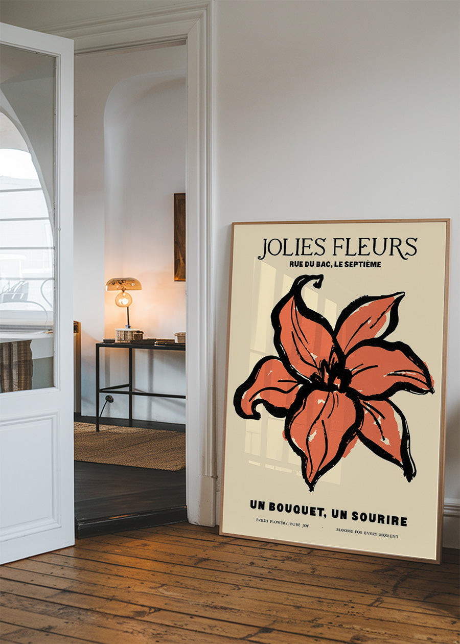 Beautiful Flowers Orange Flower Drawing Print