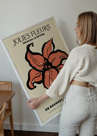 Beautiful Flowers Orange Flower Drawing Print