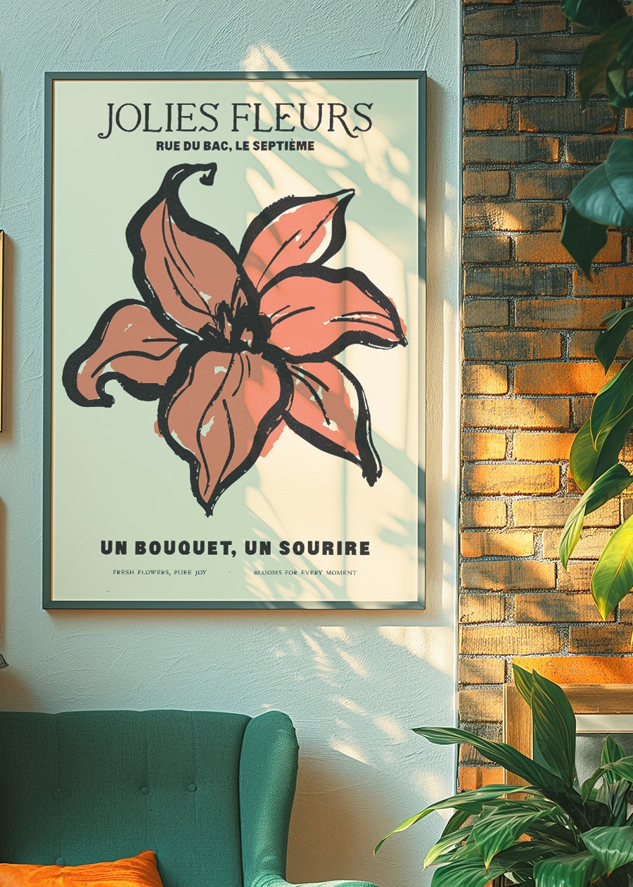 Beautiful Flowers Orange Flower Drawing Print