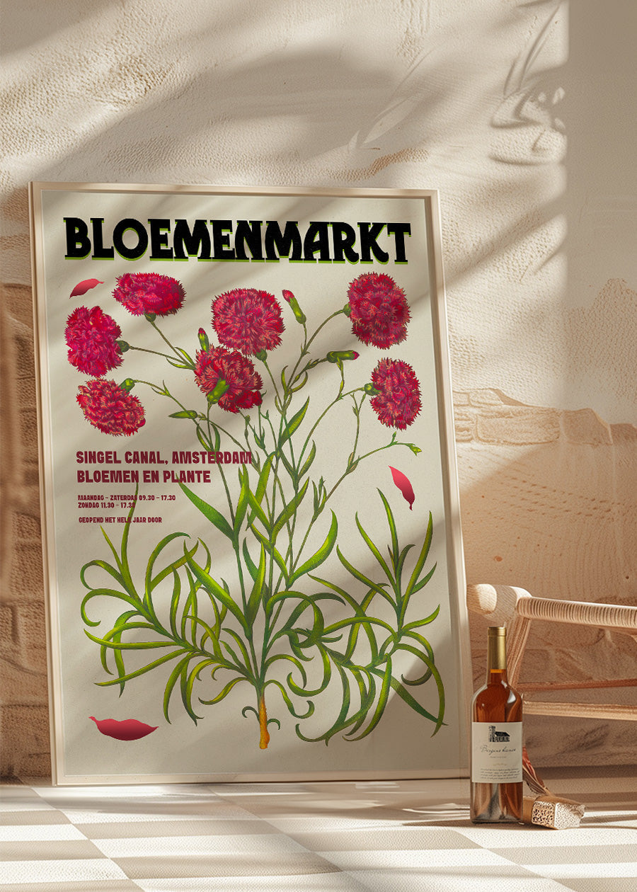 Amsterdam Bloemenmarkt Flower Market Pink Flowers Print