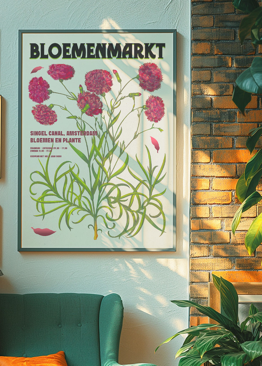 Amsterdam Bloemenmarkt Flower Market Pink Flowers Print