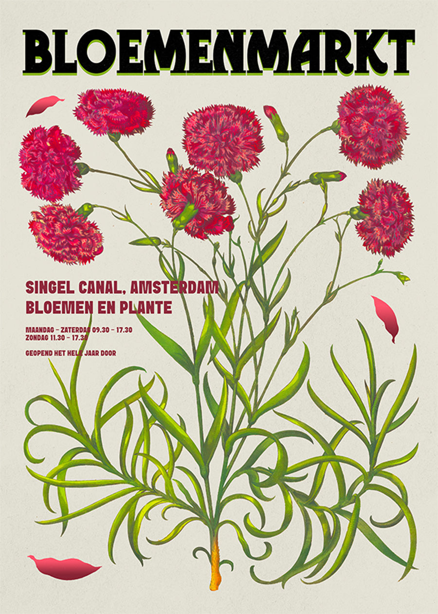 Amsterdam Bloemenmarkt Flower Market Pink Flowers Print