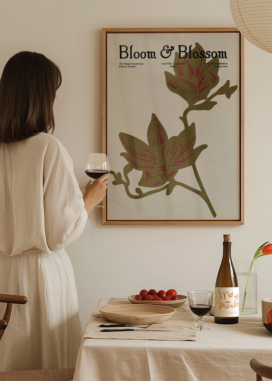 Bloom & Blossom Brown Flowers Poster