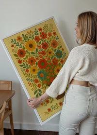 Flowers Folk Art Painting Print