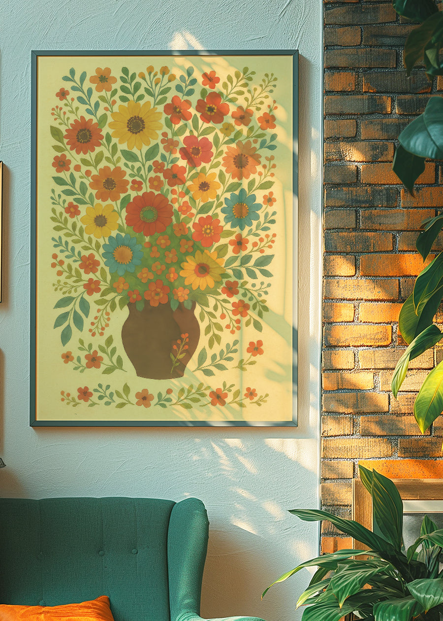 Flowers Folk Art Painting Print