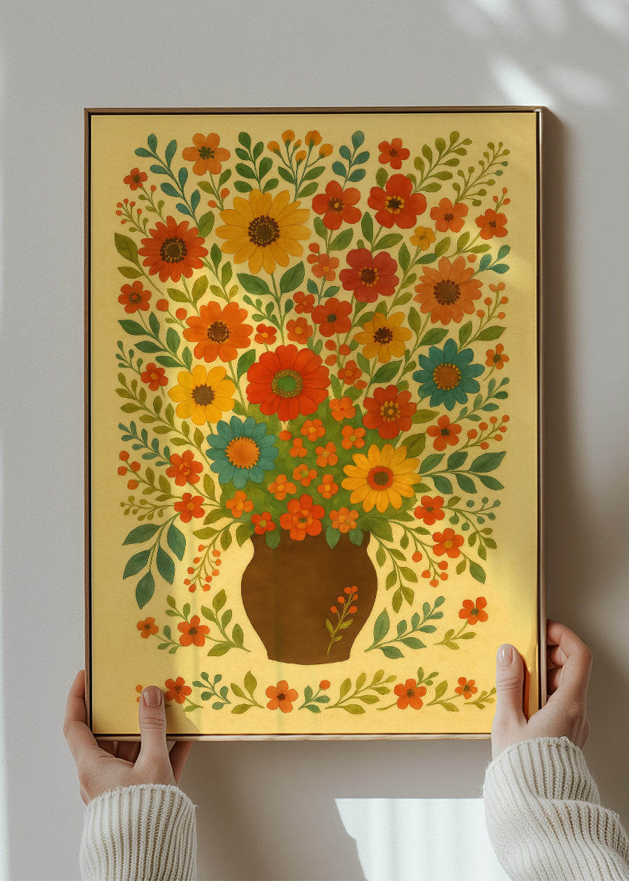 Flowers Folk Art Painting Print