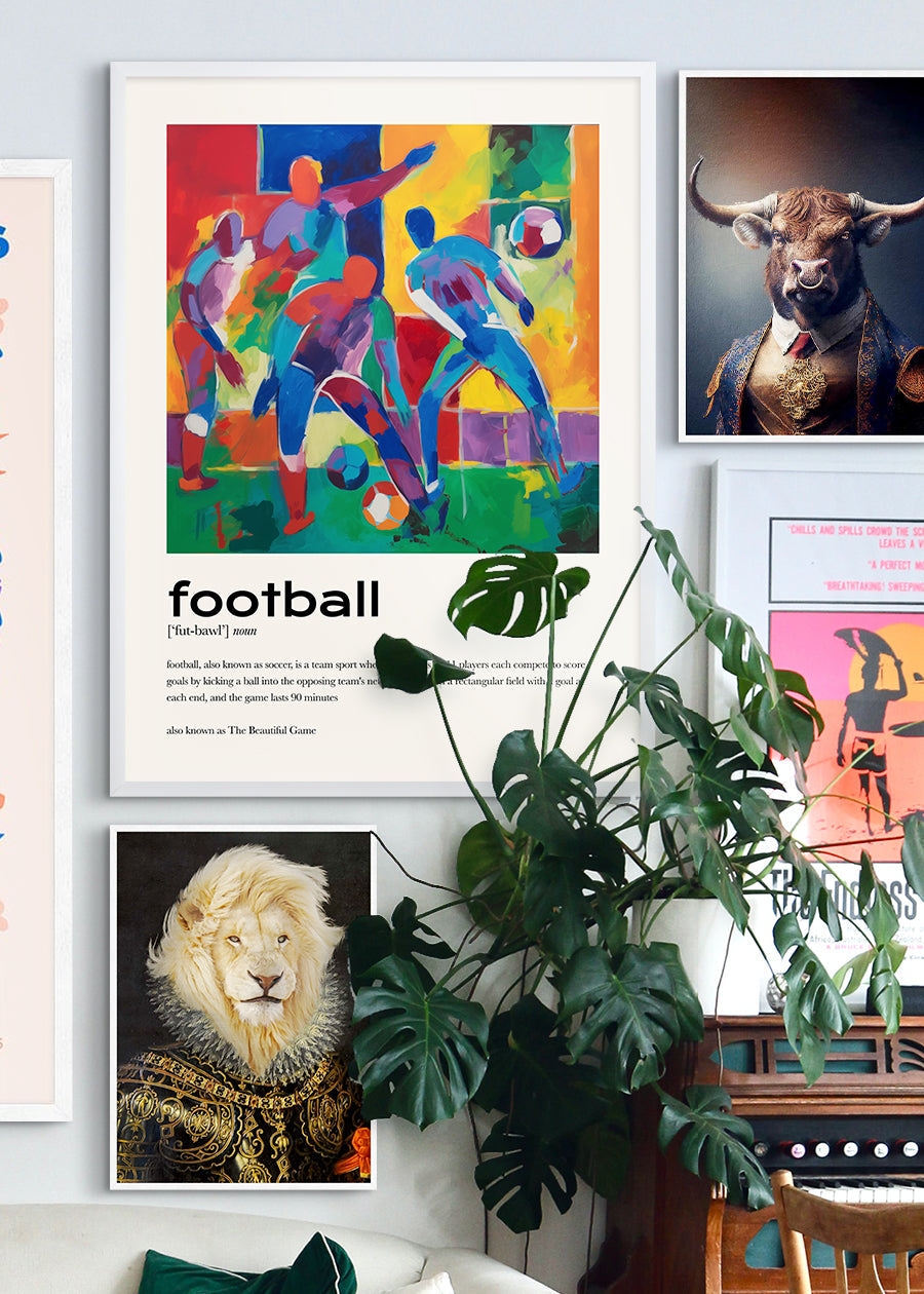 Football Description with Abstract Painting Print