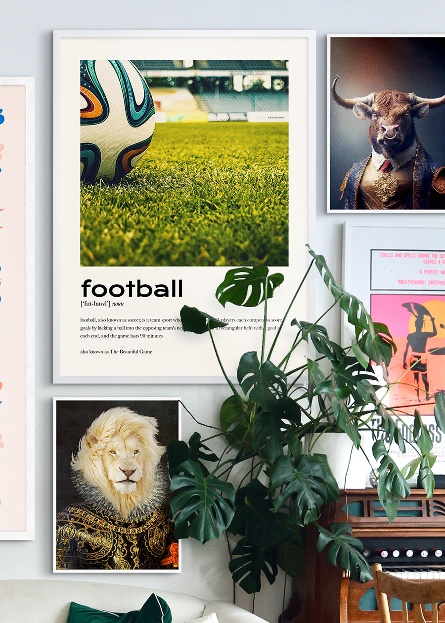 Football Description with Ball Close-Up Photograph Print
