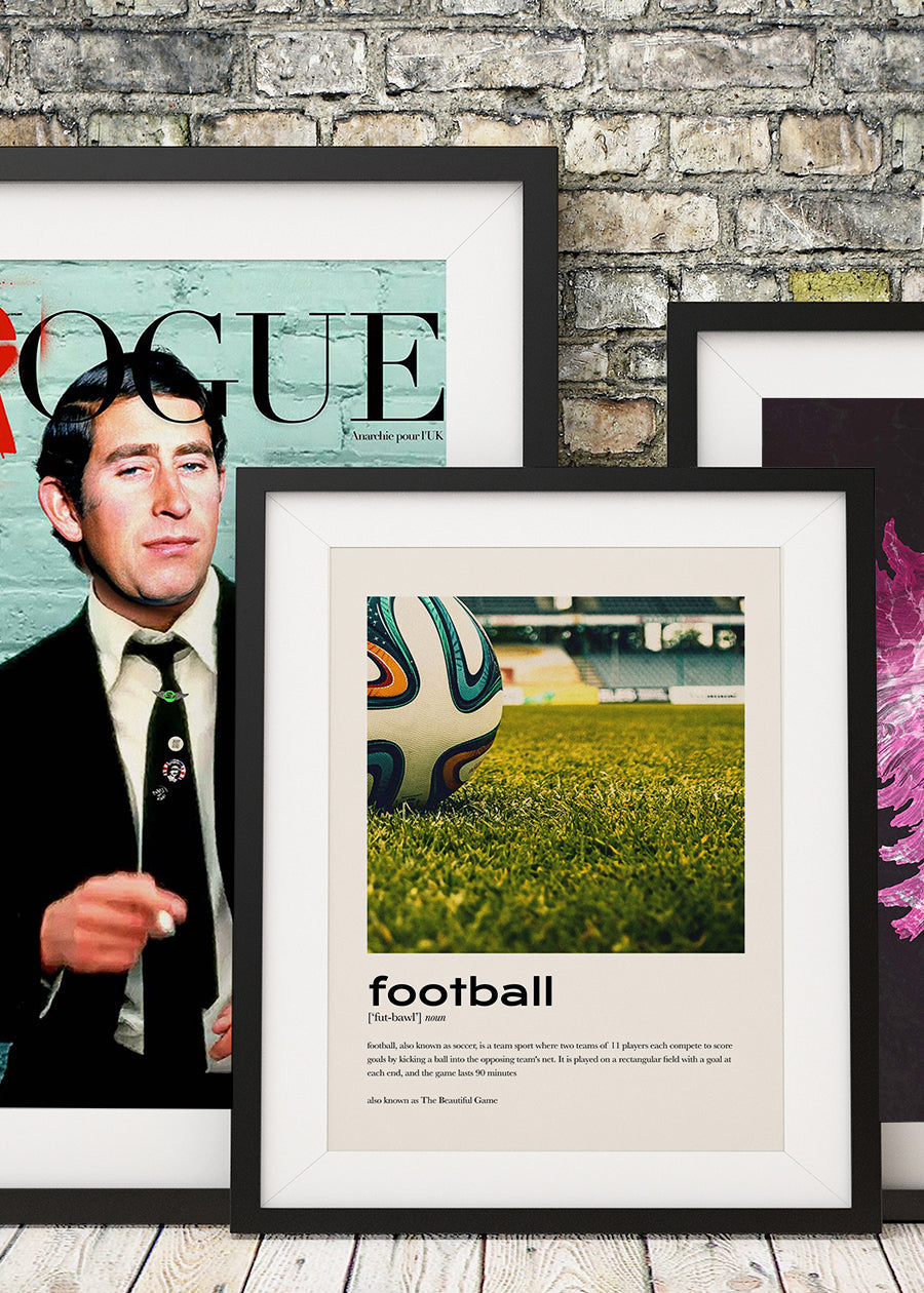 Football Description with Ball Close-Up Photograph Print