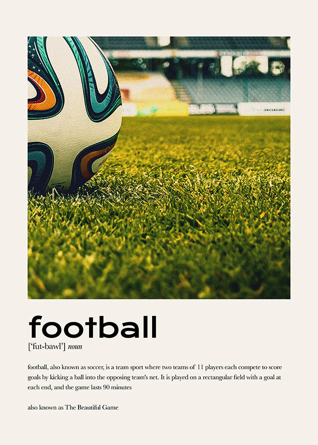 Football Description with Ball Close-Up Photograph Print