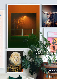 Orange & Green Football Goal at Night Print