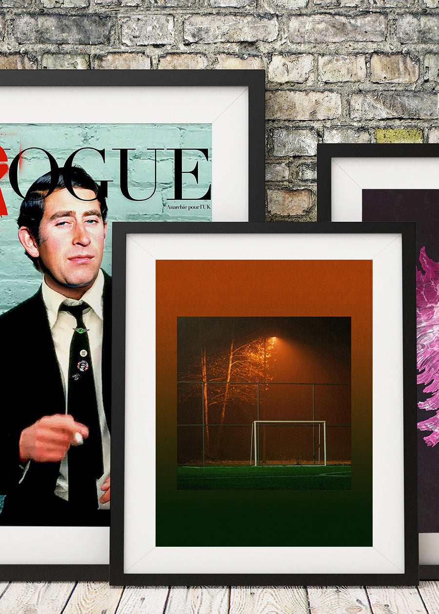 Orange & Green Football Goal at Night Print