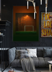 Orange & Green Football Goal at Night Print