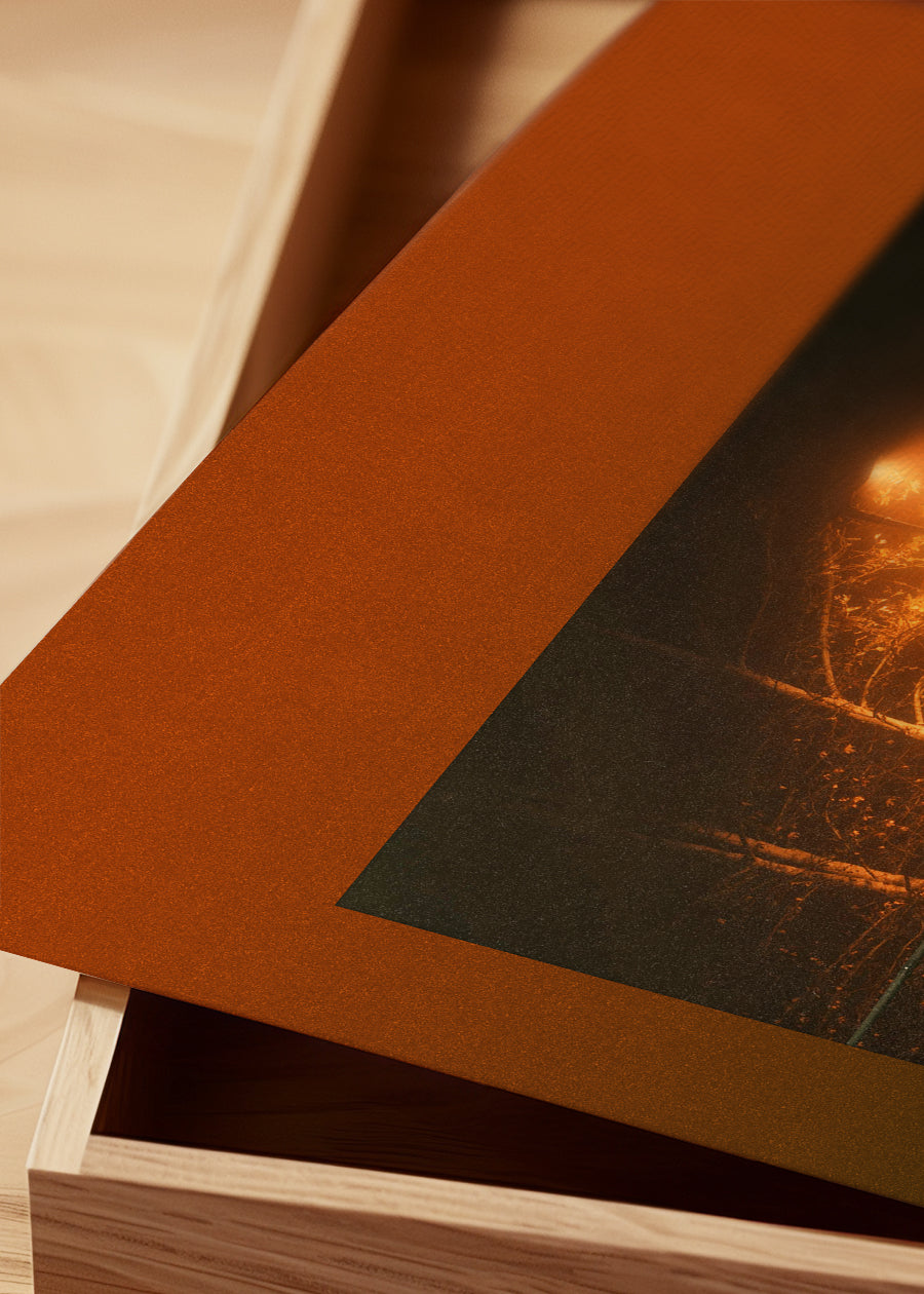 Orange & Green Football Goal at Night Print