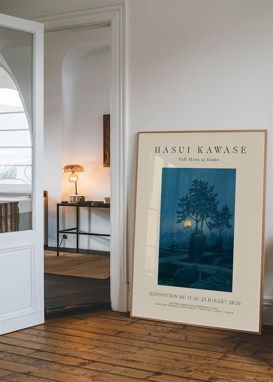 Hasui Kawase Full Moon At Gamo Exhibition Poster Print 1
