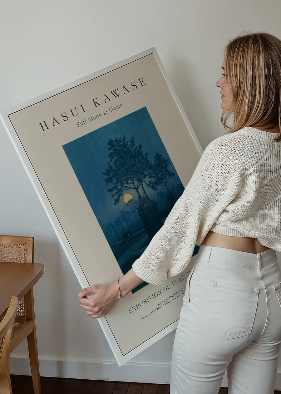 Hasui Kawase Full Moon At Gamo Exhibition Poster Print 1